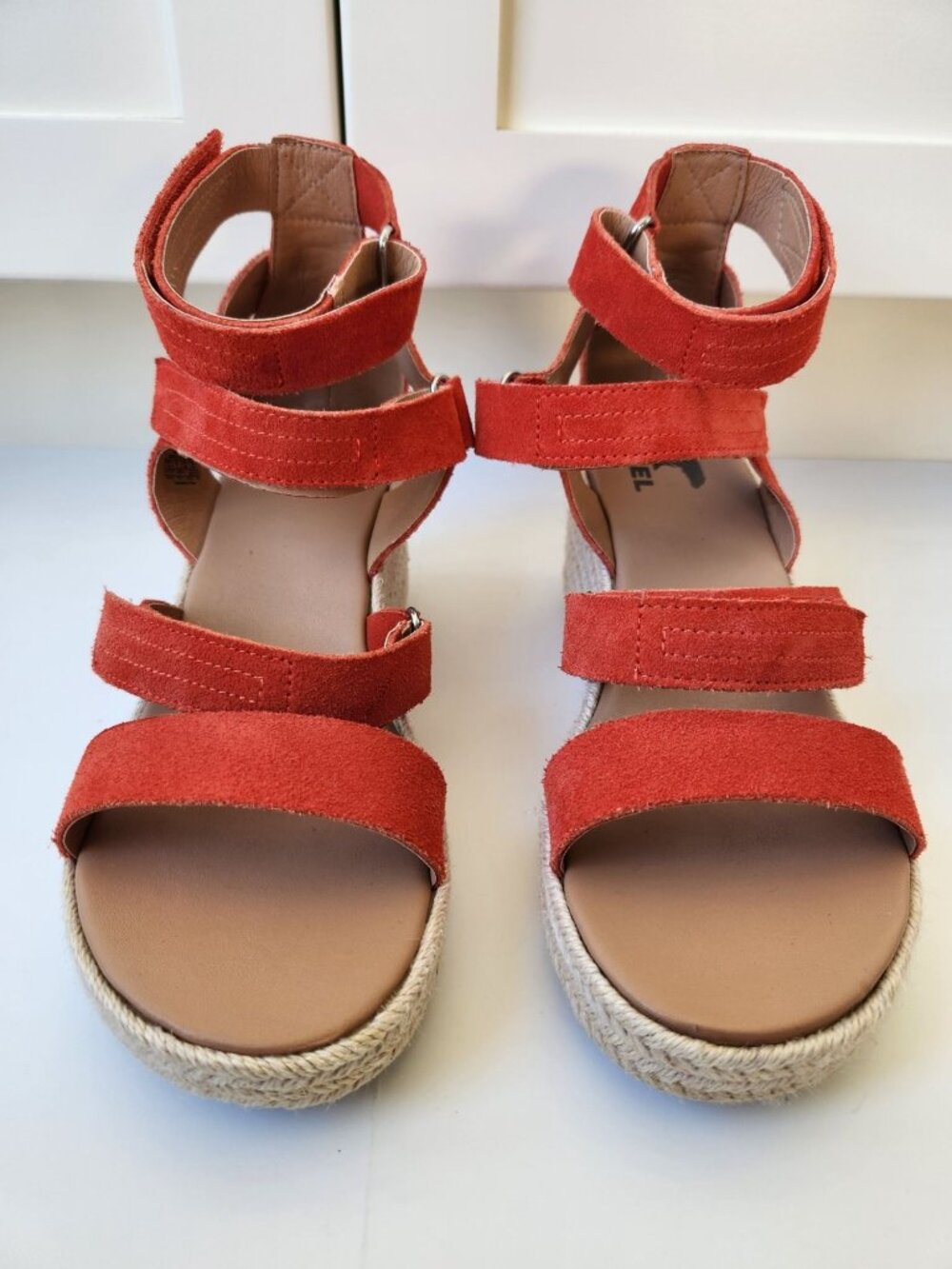 Sorel Cameron Red Wedge Espadrille Sandals Strappy Sexy Summer Glam Boho Party - Picture 2 of 9